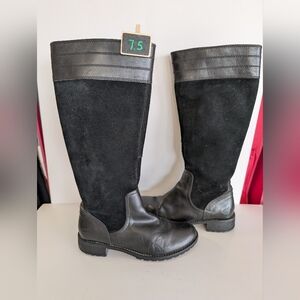 Timberland Black Suede Over the Knee Flate Boots With Side Zipper Size 7.5